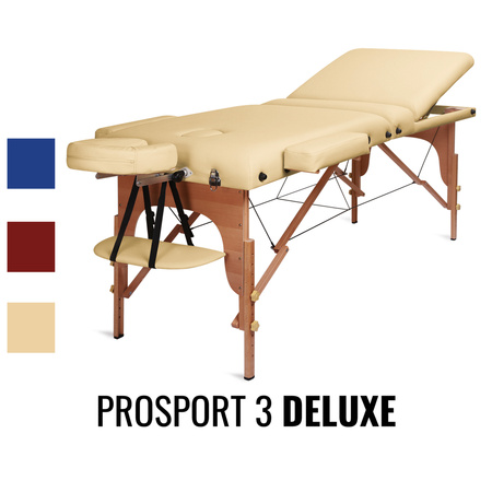 Stół do masażu Medimas Prosport 3 DELUXE beżowy - składany, drewniany, trzysekcyjny
