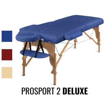 Stół do masażu Medimas Prosport 2 DELUXE niebieski - składany, drewniany, dwusekcyjny