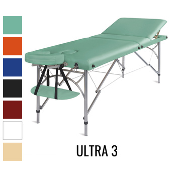 Stół do masażu Medimas Ultra 3 zielony - składany, aluminiowy, trzysekcyjny
