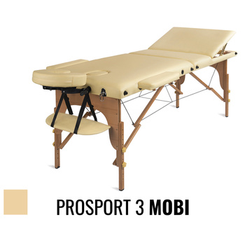 Stół do masażu Medimas Prosport 3 MOBI beżowy - drewniany, składany, trzysekcyjny