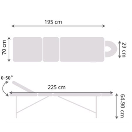 Stół do masażu Medimas Ultra 3 niebieski - składany, aluminiowy, trzysekcyjny