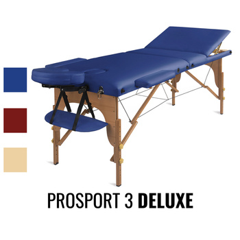 Stół do masażu Medimas Prosport 3 DELUXE niebieski - składany, drewniany, trzysekcyjny