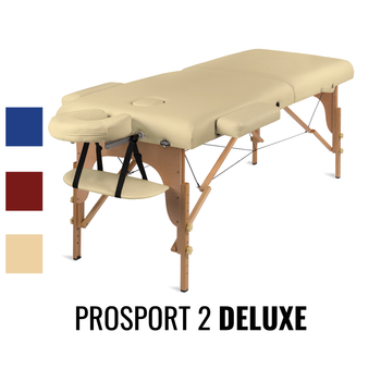 Stół do masażu Medimas Prosport 2 DELUXE beżowy - składany, drewniany, dwusekcyjny