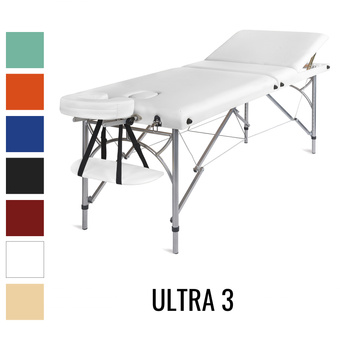 Stół do masażu Medimas Ultra 3 biały - składany, aluminiowy, trzysekcyjny