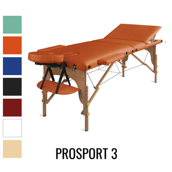 Stół do masażu Medimas Prosport 3 pomarańczowy- drewniany, składany, trzysekcyjny