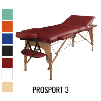 Stół do masażu Medimas Prosport 3 czerwony - drewniany, składany, trzysekcyjny