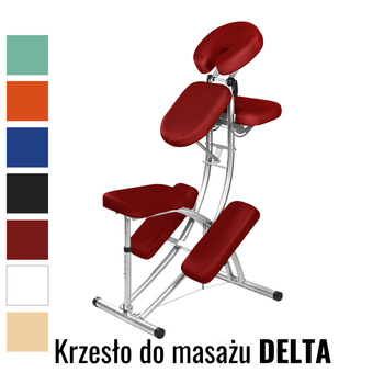Krzesło do masażu Medimas Delta czerwone - aluminiowe, składane 