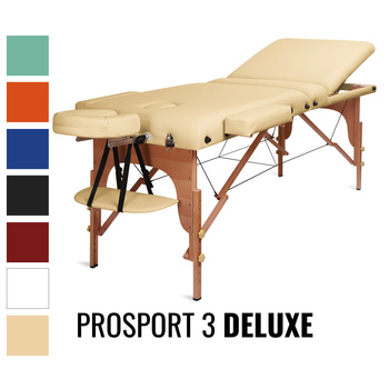 Stół do masażu Medimas Prosport 3 DELUXE beżowy - składany, drewniany, trzysekcyjny