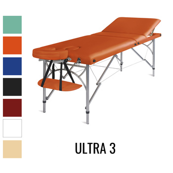 Stół do masażu Medimas Ultra 3 pomarańczowy - składany, aluminiowy, trzysekcyjny