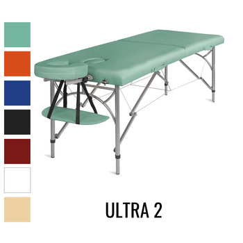  Stół do masażu Medimas Ultra 2 zielony - składany, aluminiowy, dwusegmentowy