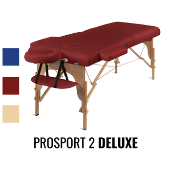 Stół do masażu Medimas Prosport 2 DELUXE czerwony - składany, drewniany, dwusekcyjny